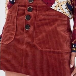 Zara Terracotta Corduroy Skirt